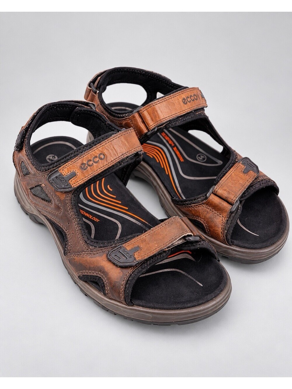 ECCO Offroad Receptor Sandals Mens 44 US 10-10.5 Brown Leather Hiking Outdoor